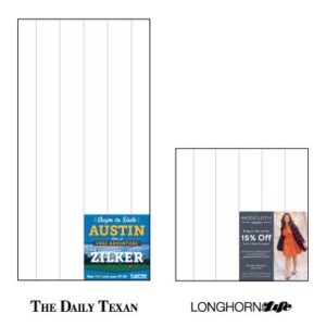 The Daily Texan eighth-page broadsheet ad or quarter-page tabloid ad