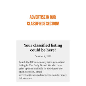 The Daily Texan classified ad online example