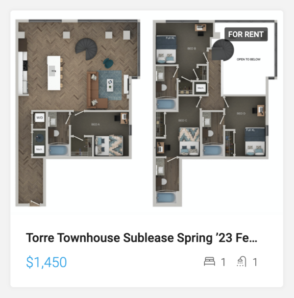 Example of a listing on UTexas.Rent